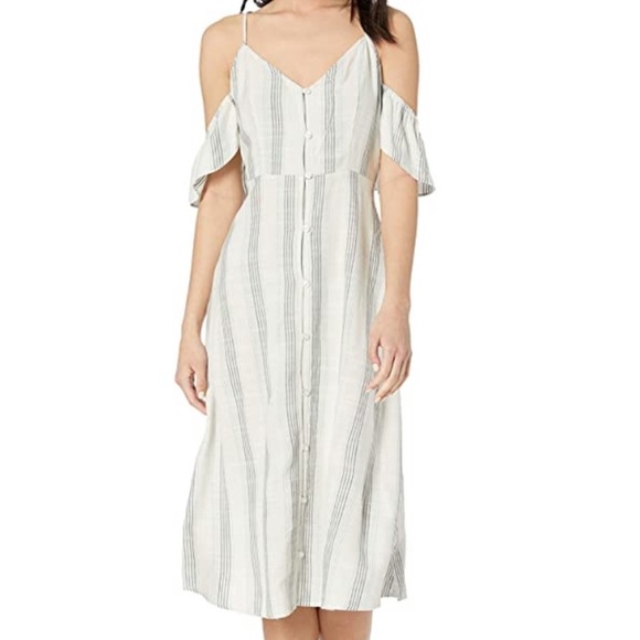 New VOLCOM Winding Roads Button Front Midi Dress M - Picture 1 of 8